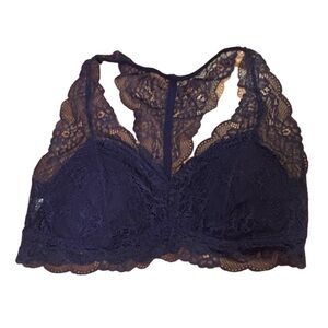 Gilligan & O’Malley Navy Blue Lace Racerback Bralette Sz Medium